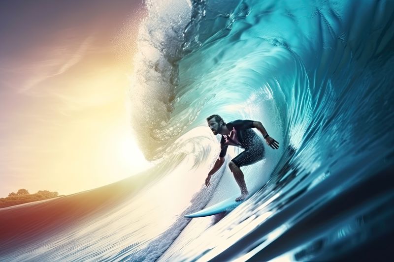 surfing big waves
